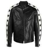 Men's Black with White Star Stripes Odell Beckham Jr. SB Leather Jacket