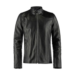Men's Classic Biker Black Slim-fit Sheepskin Leather Jacket