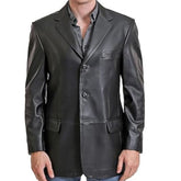 Men's Three Button Front Closure Men Lambskin Leather Jacket