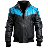 Men's Vintage Black Genuine Lambskin Leather Bomber Jacket