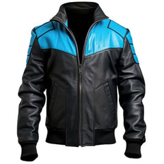 Men's Vintage Black Genuine Lambskin Leather Bomber Jacket