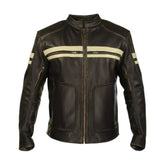 Men's Vintage Distressed Rough Cowhide Leather Jacket
