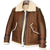 Men's winter Bomber Rich Brown Sheepskin Leather jacket