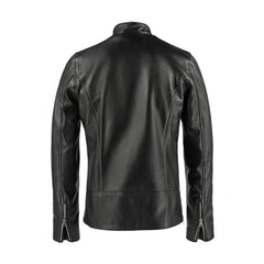 Men's Classic Biker Black Slim-fit Sheepskin Leather Jacket