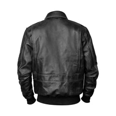 Men's Classic Distressed Brown Bomber Real Sheepskin Leather Jacket