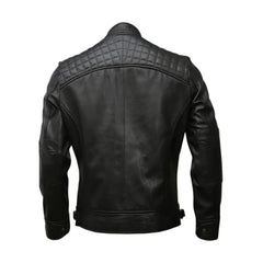Men's Motorcycle Quilted Genuine sheepskin Leather Jacket