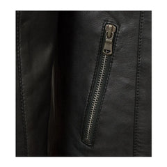 Women's Slim-fit Biker Black Sheepskin Leather Jacket