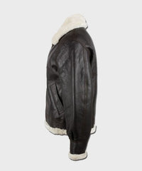 Men's B3 Pilot Brown Bomber Premium Sheepskin Leather Jacket