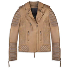 Unisex Casual Out-Fit Distressed Brown Real Lambskin Leather Jacket