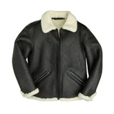 Unisex Vintage B-6 Sherpa Collar Bomber Flight Leather Jacket