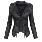 Women Gothic-Style Black Faux Leather PU Winter Biker Jacket