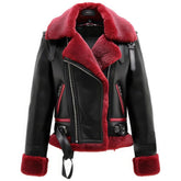 Women’s Classy Winter Warm Sherpa-Lined Sheepskin Leather Jacket