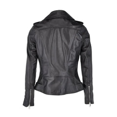Women's Rock-Chic Black Brando-Style Biker Lambskin Leather Jacket