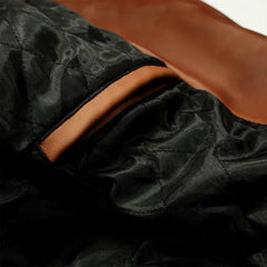 Women's Classic Asymmetrical Lapel-Style Sheepskin Brown Leather Jacket