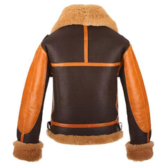 Men's RAF-Inspired B3 Two-Tone Faux Shearling Fur Bomber Leather Jacket