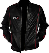 Men's Hight-Quality Black Red-accents Lambskin Leather Jacket