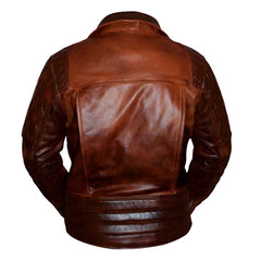 Classic Diamond Biker Brown Distressed Leather Jacket