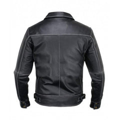 Black Leather Stitched Jacket