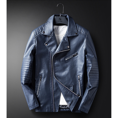 Men's Asymmetrical Classic Cowhide Leather Jacket