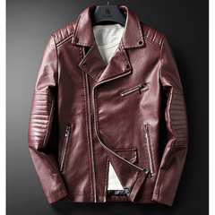 Men's Asymmetrical Classic Cowhide Leather Jacket