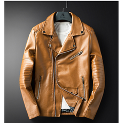 Men's Asymmetrical Classic Cowhide Leather Jacket