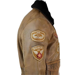 Men's Brown Air Force Lambskin Leather Bomber Jacket