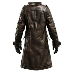 Men’s Distressed Gothic Steampunk Outfit Vintage Sheepskin Leather Coat
