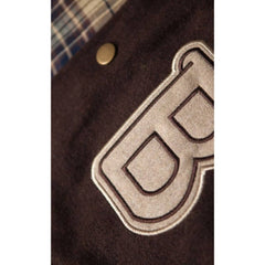 Men's Brown Fashion 'B' Patch logo B3 Bomber Varsity Jacket