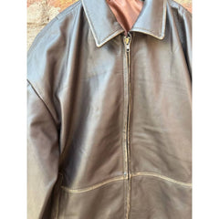 Unisex Oversize Vintage Grey Bomber Cowhide Leather Jacket