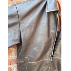 Unisex Oversize Vintage Grey Bomber Cowhide Leather Jacket