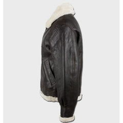 Men's B3 Pilot Brown Bomber Premium Sheepskin Leather Jacket