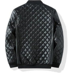 Men's Classic Padded Designer Blue Pure Sheepskin Leather Jacket