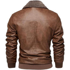 Men's Winter Slim-fit Rich Brown Real Sheepskin Leather Jacket