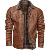 Men's Winter Slim-fit Rich Brown Real Sheepskin Leather Jacket