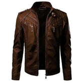 Men's Distressed Motorcycle Leather Jacket