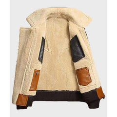 Men's Colorblock Shearling-Lined Leather Aviator Jacket