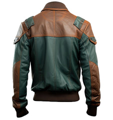 Veste en cuir de mouton marron à col chemise pour homme