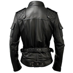 Men's Black Sporty Multi-Zipper Motorcycle Leather Jacket