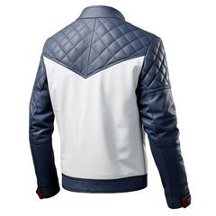 Men’s Diamond-Quilted Café Racer Motorcycle Sheepskin Leather Jacket