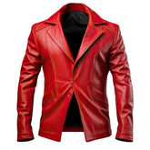 Men’s Premium Semi-Formal Single Breasted Red Sheepskin Leather Blazer
