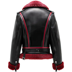 Women’s Classy Winter Warm Sherpa-Lined Sheepskin Leather Jacket