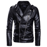 Men's Distressed Motorcycle Multi-zip Leather Jacket
