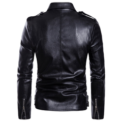 Men's Distressed Motorcycle Multi-zip Leather Jacket