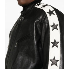 Men's Black with White Star Stripes Odell Beckham Jr. SB Leather Jacket