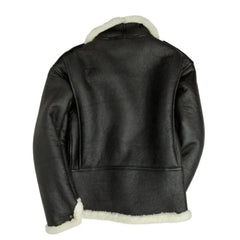 Unisex Vintage B-6 Sherpa Collar Bomber Flight Leather Jacket