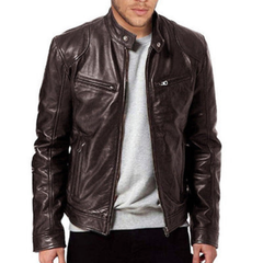 Men's Sleek Stylish Motorcycle Leather Jacket