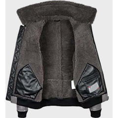 Unisex's Shearling Leather Bomber Leather Jacket