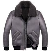 Unisex's Shearling Leather Bomber Leather Jacket