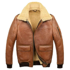 Unisex's Shearling Bomber Leather Jacket