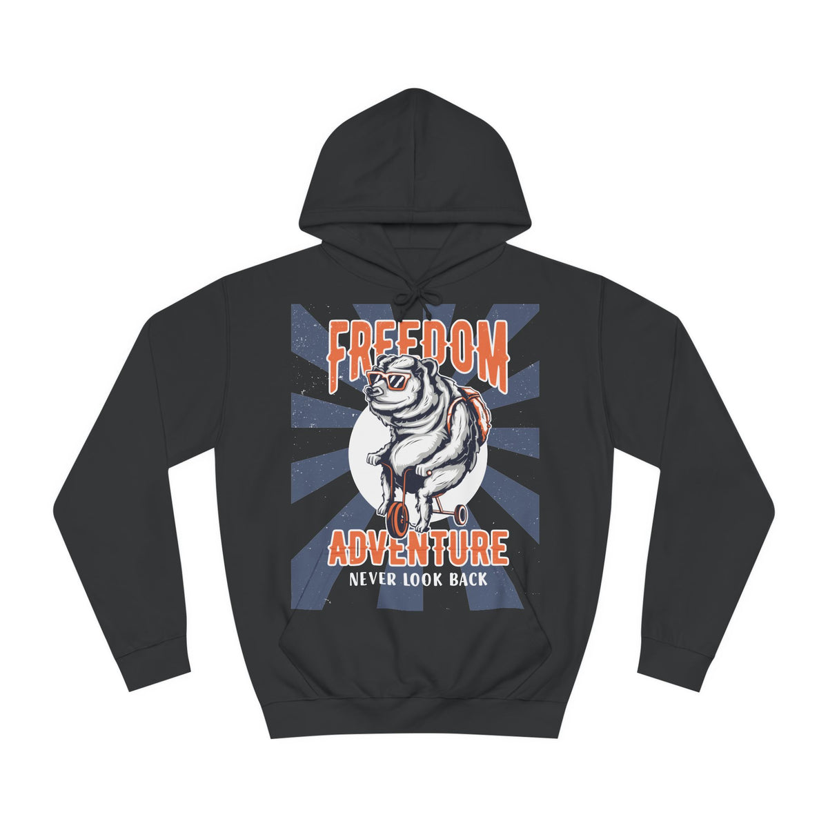 Freedom Adventure Never look Back Unisex College Hoodie - Stylish & Cosy for Campus Life